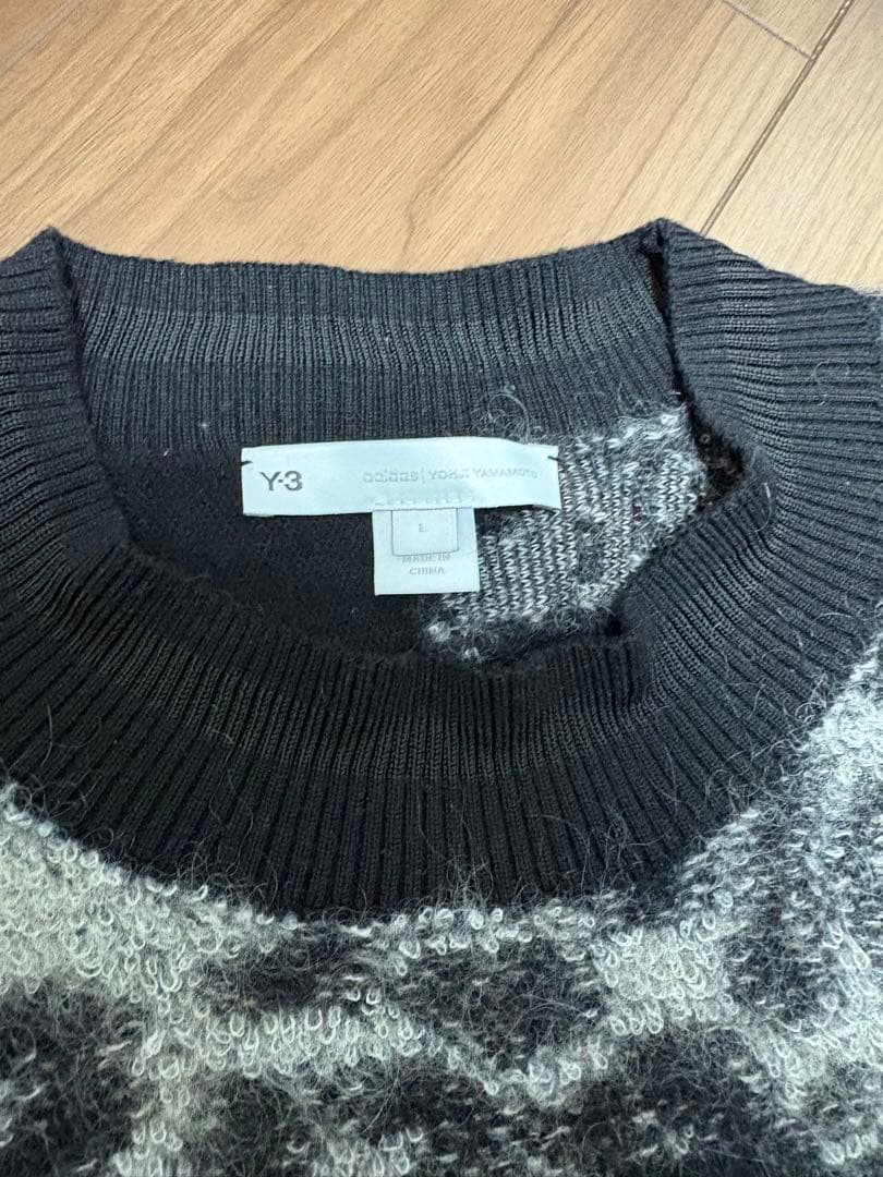 Y-3 U LEOPARD KNIT CREW SWEATER サイズL