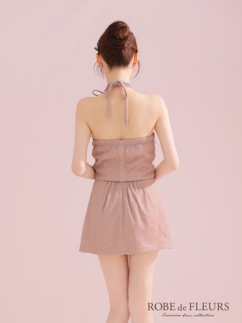 ローブドフルール キャバクラ ドレス セットアップ ビジュー ラメ ホルター