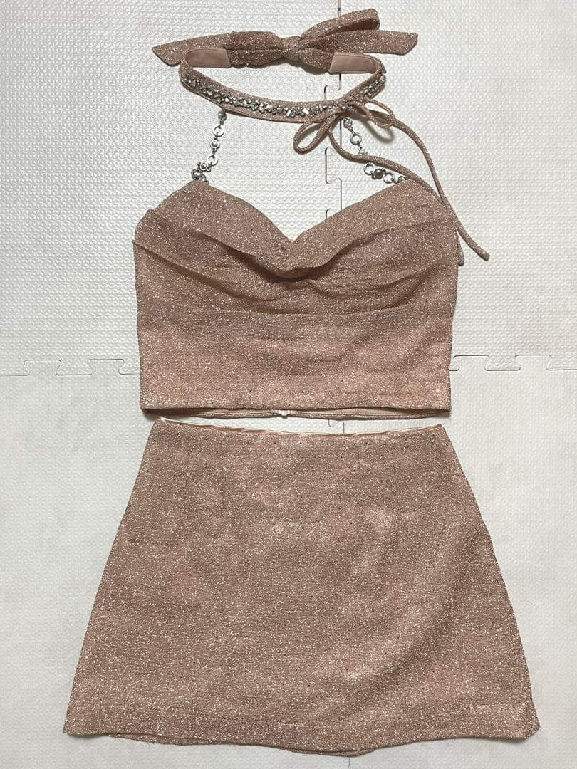 ローブドフルール キャバクラ ドレス セットアップ ビジュー ラメ ホルター