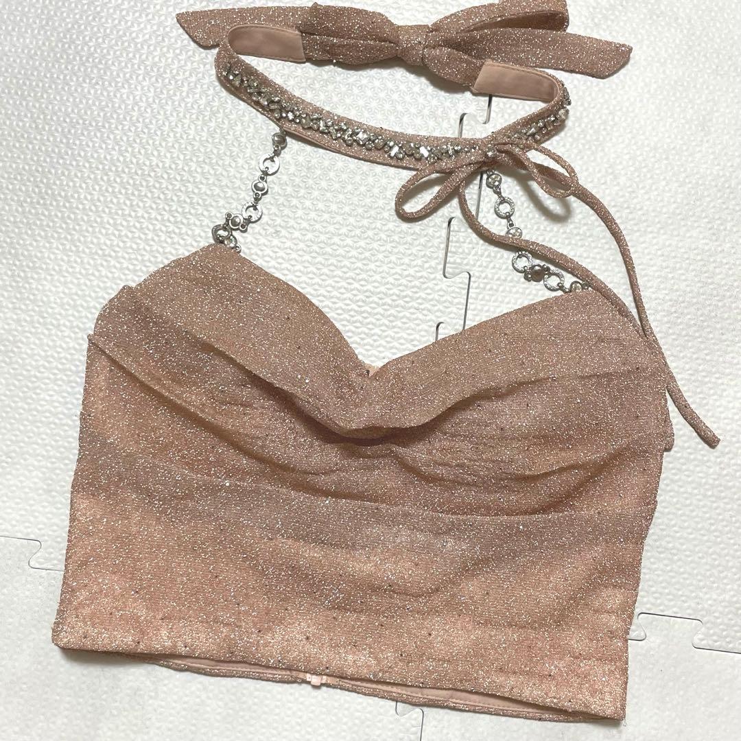 ローブドフルール キャバクラ ドレス セットアップ ビジュー ラメ ホルター