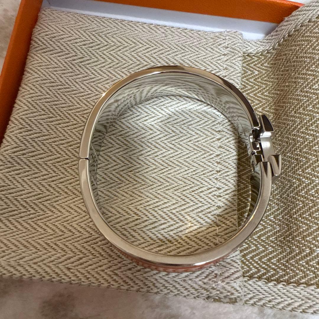 オレンジレザー ステンレスバングル　エルメス