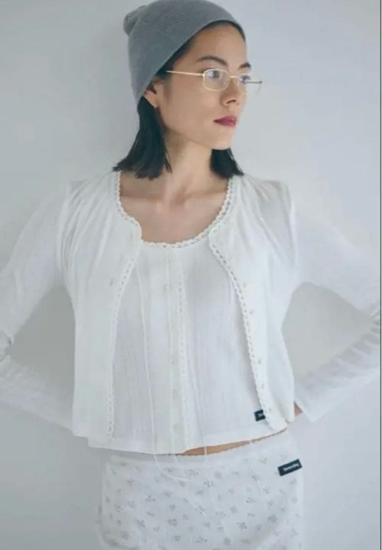 トップス SEA EYELET RIBBED SLEEVELESS CARDIGAN