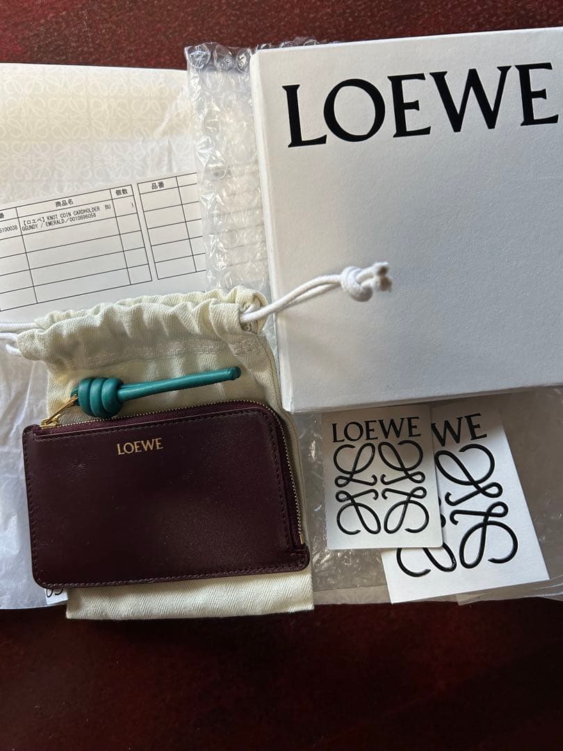 ロエベ　フラグメントケース　ノットカードホルダー　バーガンディ