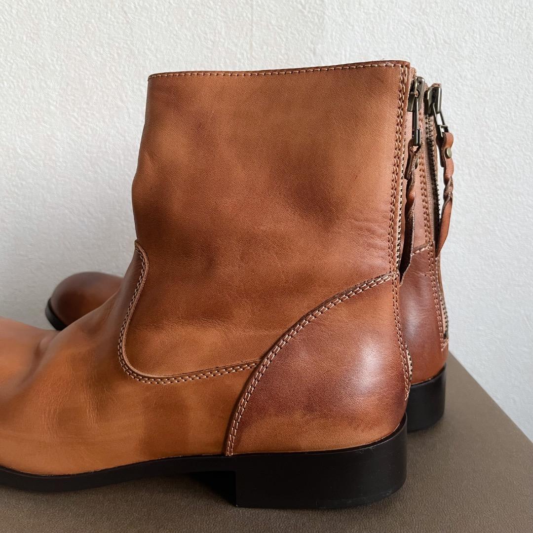 新品 PADRONE バックジップ ブーツ レザー シューズ EDWARD 革靴