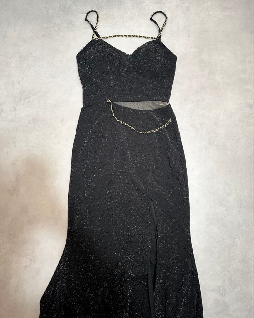 キャバドレス　sugar Jewels ロングドレス　ラメ　チェーン　バースデー
