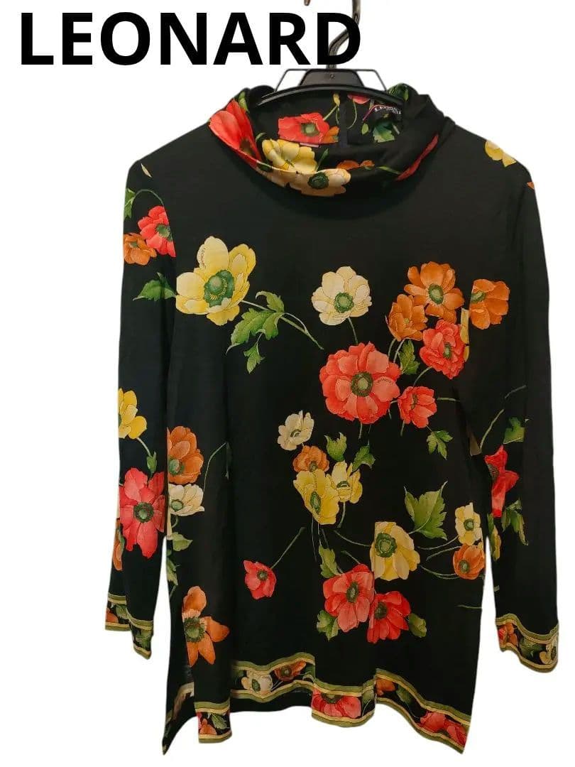 g9 レオナール　LEONARD　トップス　長袖　ハイネック　カットソー　L