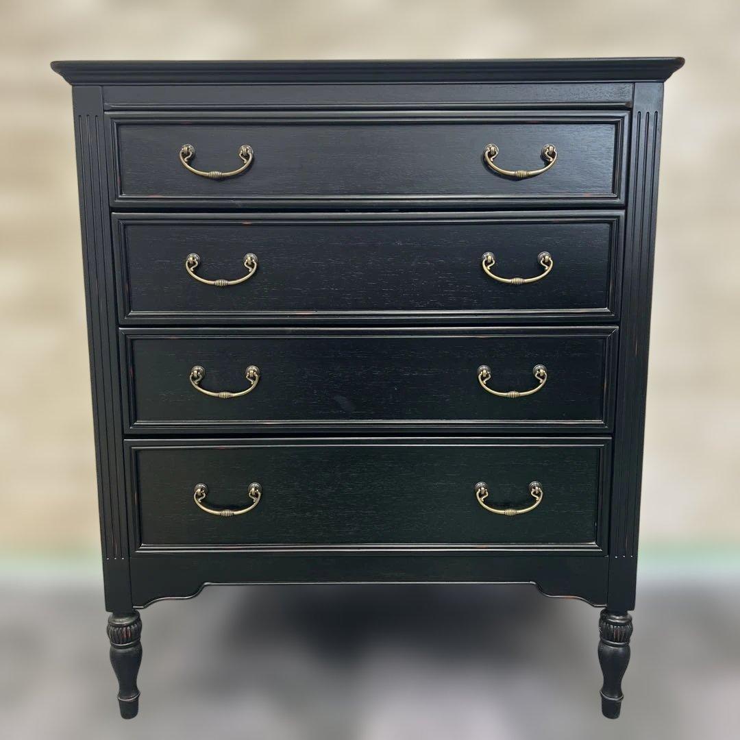 東海家具　TOKAIKAGU チェスト　ノワール70-4 アンバーブラック