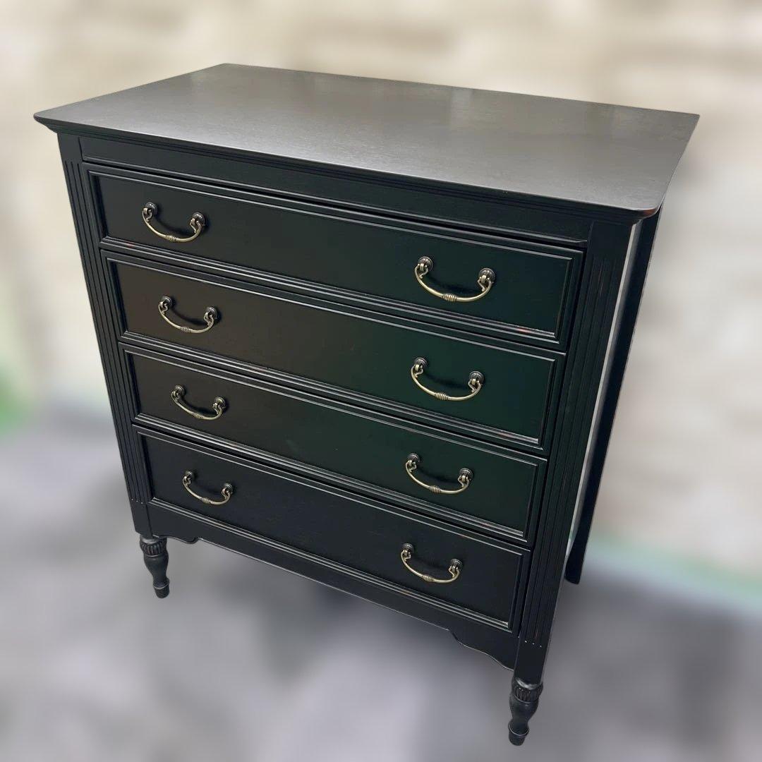 東海家具　TOKAIKAGU チェスト　ノワール70-4 アンバーブラック