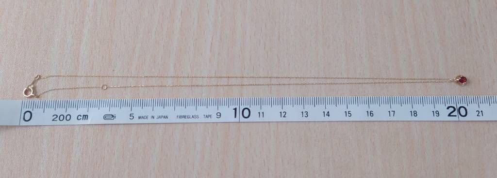 未使用　ツツミ　ガーネット　しずく型　ネックレス　K10　イエローゴールド
