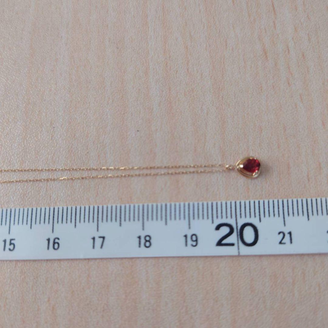 未使用　ツツミ　ガーネット　しずく型　ネックレス　K10　イエローゴールド