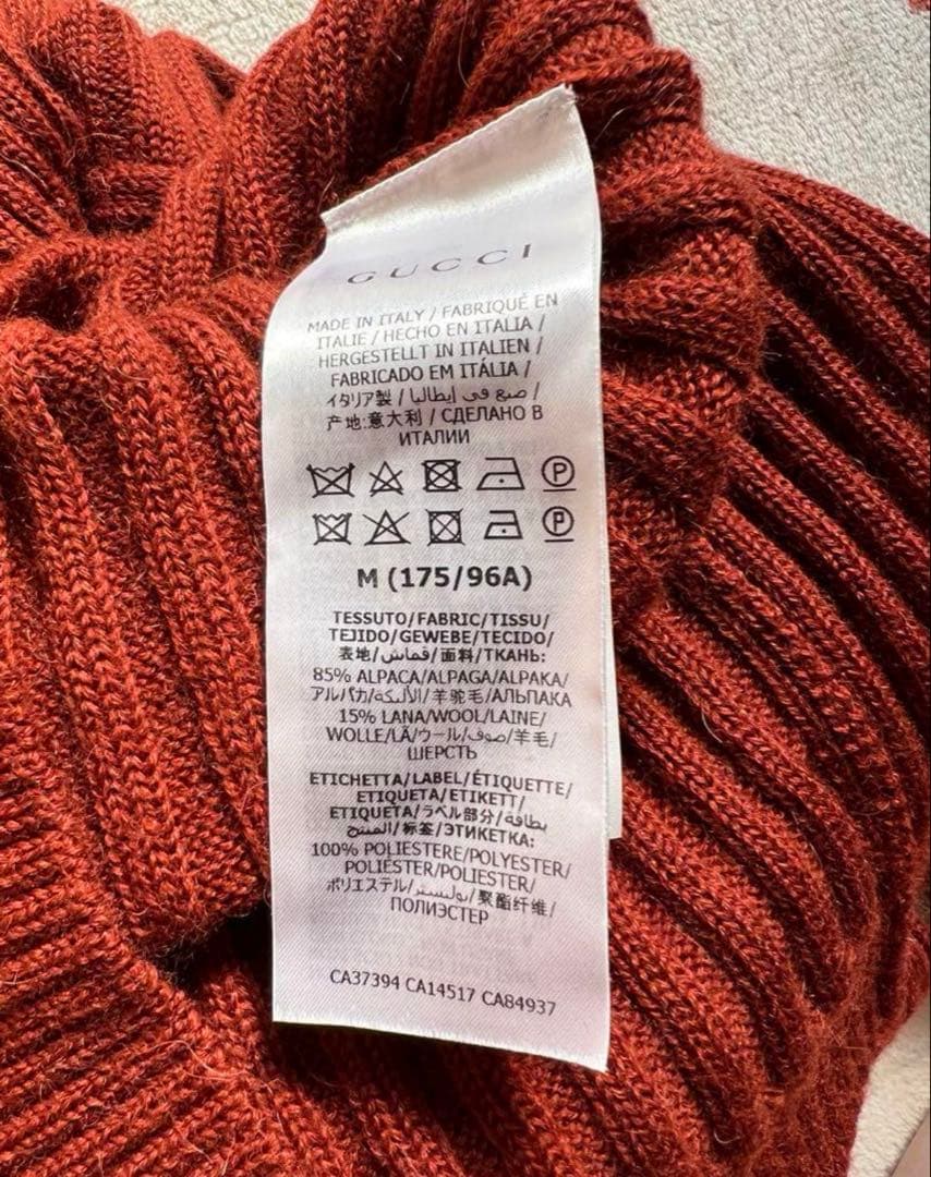 2020 GUCCIアルパカウールタートルニットリブ編み M