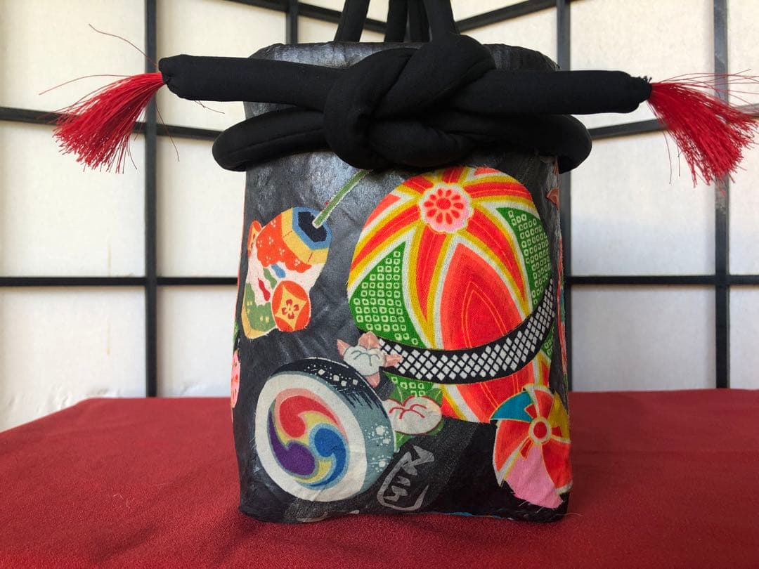 一閑張り　一閑張りバック　 犬張子 狛犬　古布沢山　可愛い　 少し大きめ