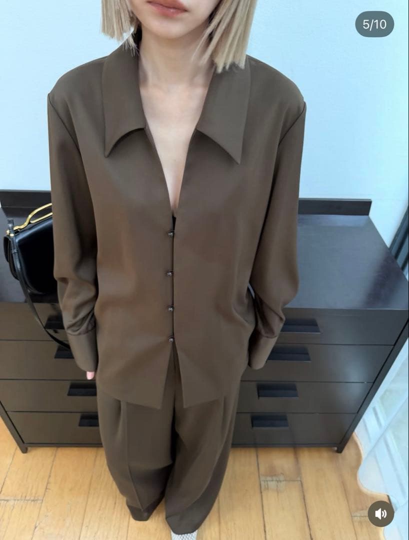 Open collar slim SH JK ブラック38