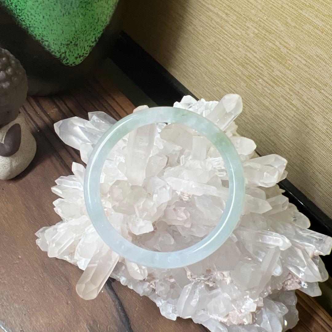 本翡翠、 氷種丸型バングル　〜52