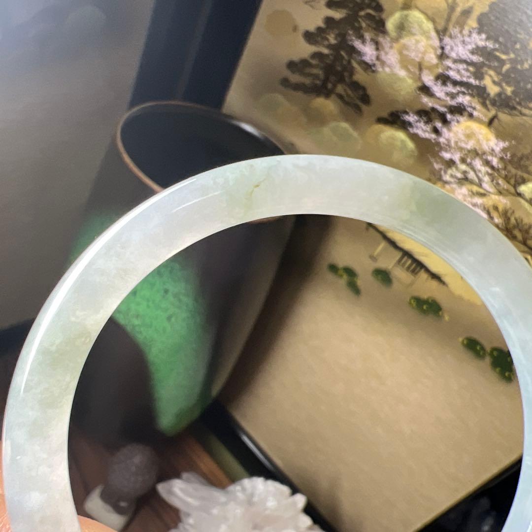 本翡翠、 氷種丸型バングル　〜52