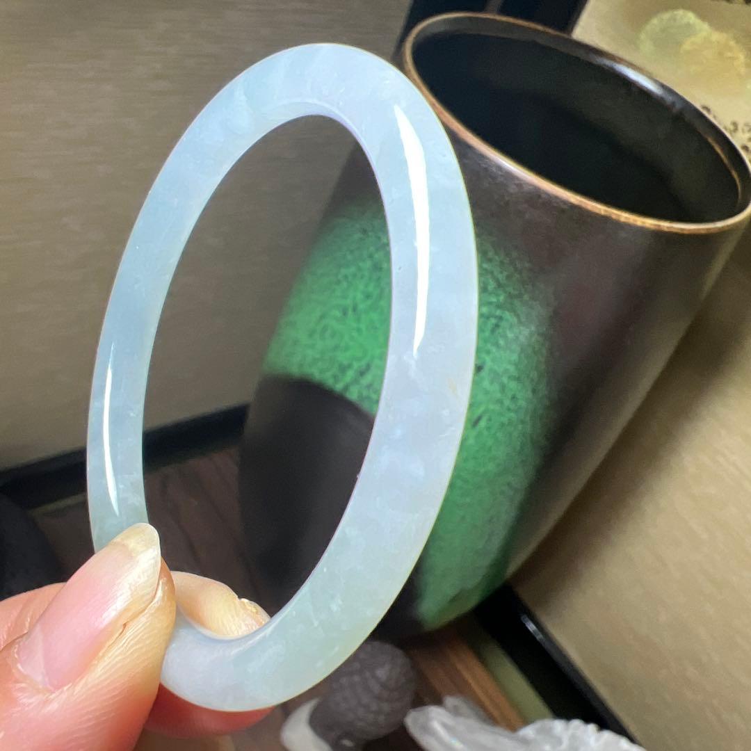 本翡翠、 氷種丸型バングル　〜52