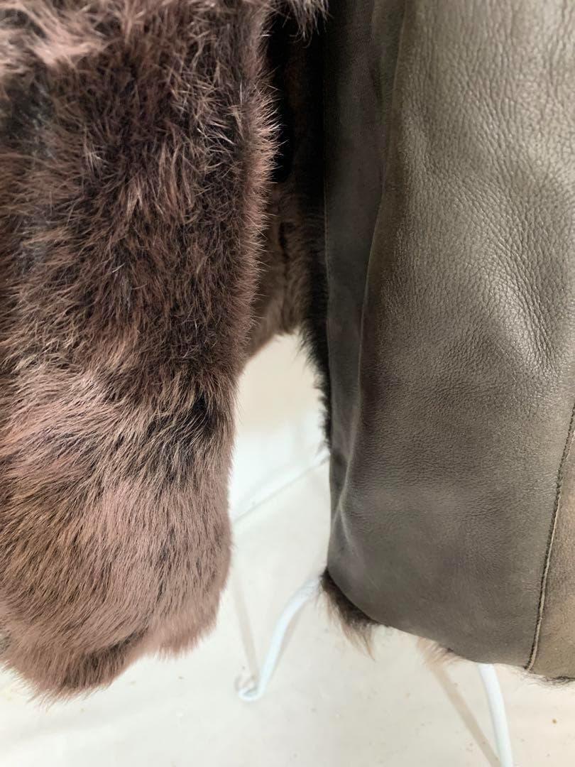 [ブリエ]羊革　リアルファー　レザー　ロング丈コート　イタリア製　美品　高級