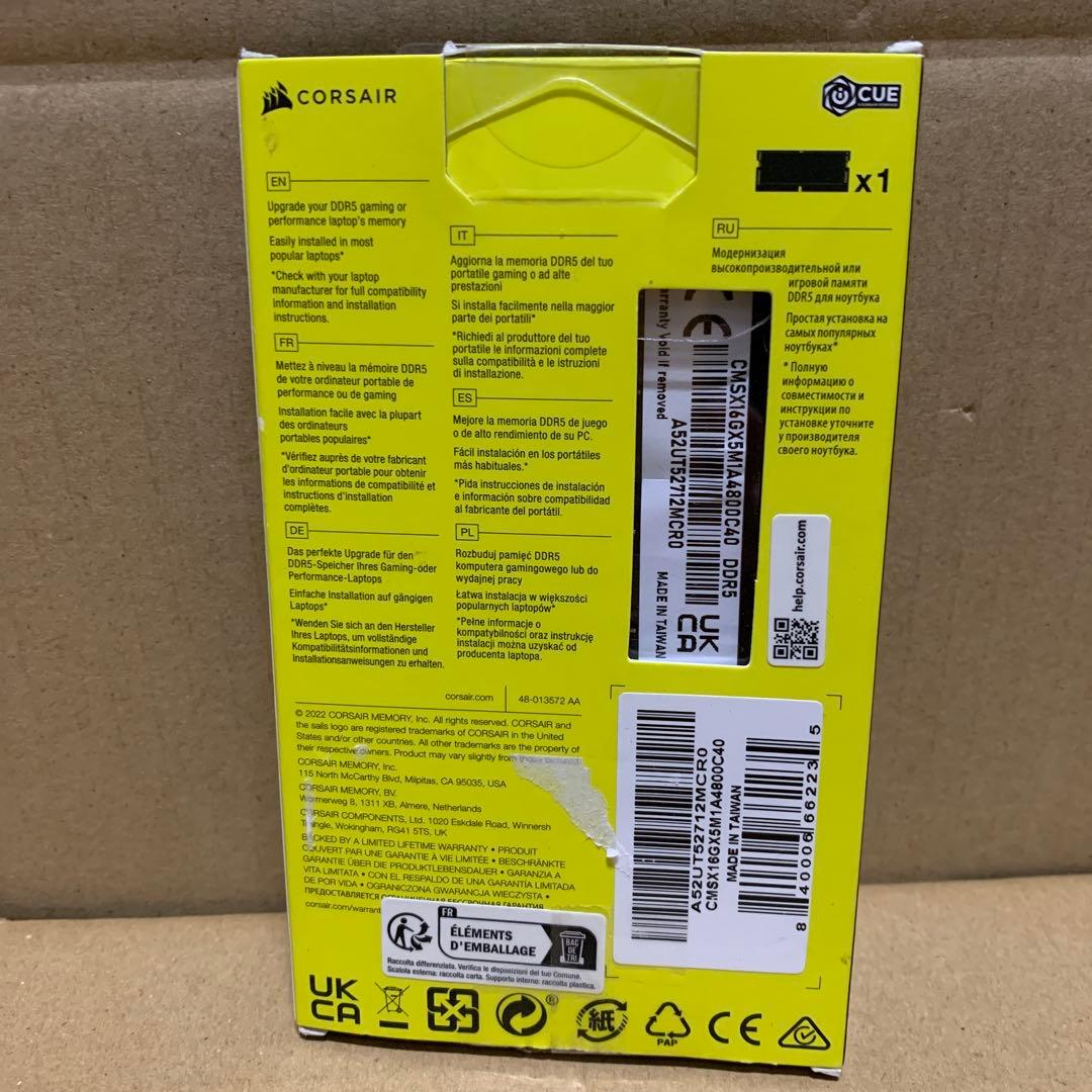 新品　CORSAIR DDR5-4800MHz ノートPC用 DDR5 16GB