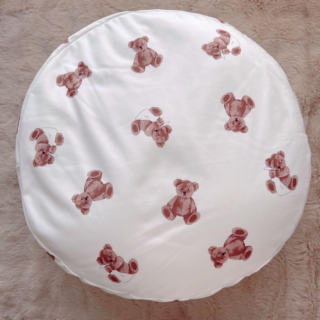 ジェラートピケ くま クマ ベアモチーフ ホワイト ビーズクッション