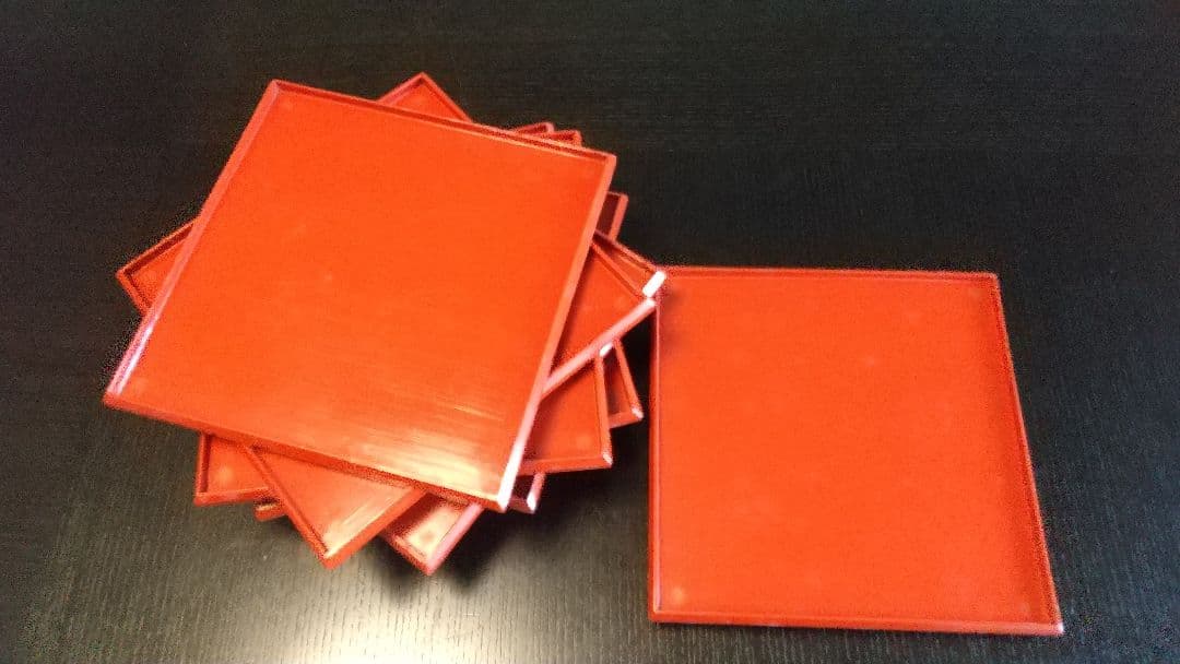 骨董 朱塗の小ぶりな脚付きお膳 8膳 とても可愛い！