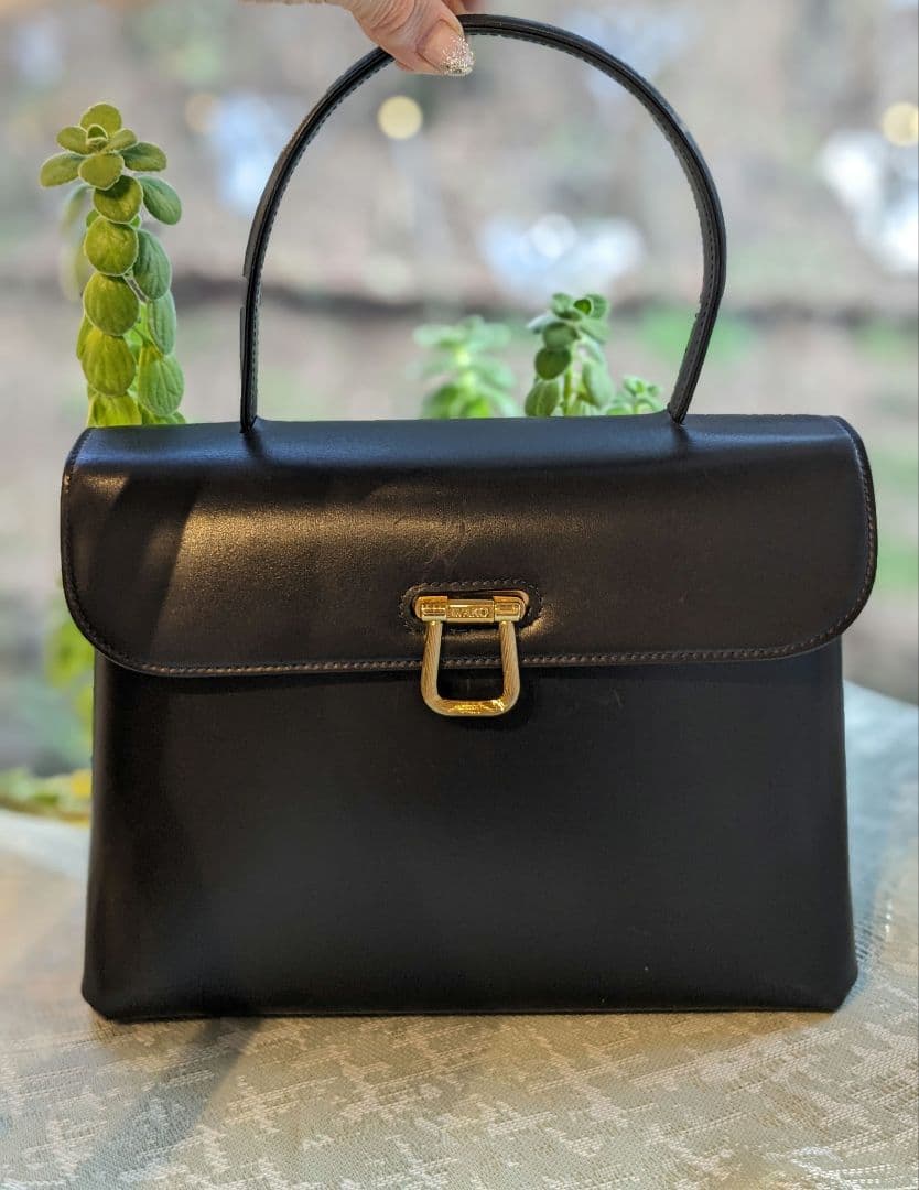 銀座和光オリジナル本革バッグ　ネイビー