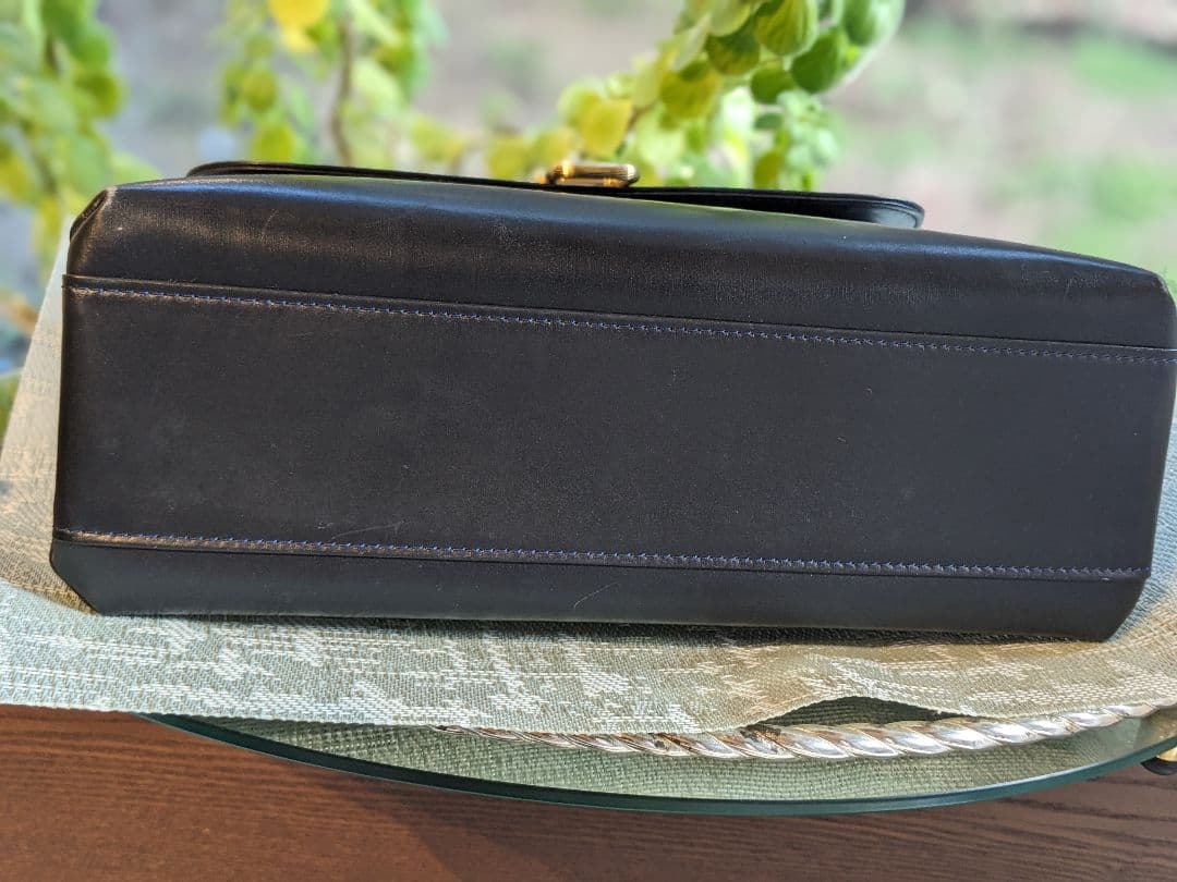 銀座和光オリジナル本革バッグ　ネイビー