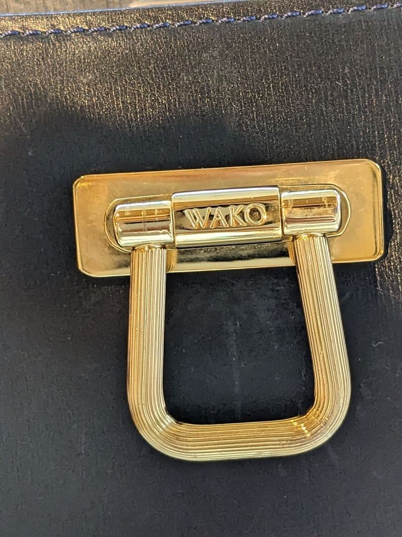 銀座和光オリジナル本革バッグ　ネイビー