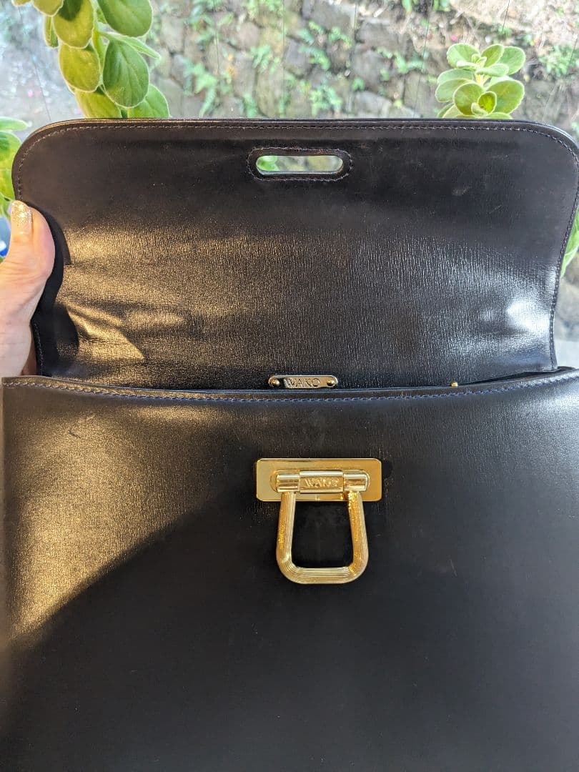 銀座和光オリジナル本革バッグ　ネイビー