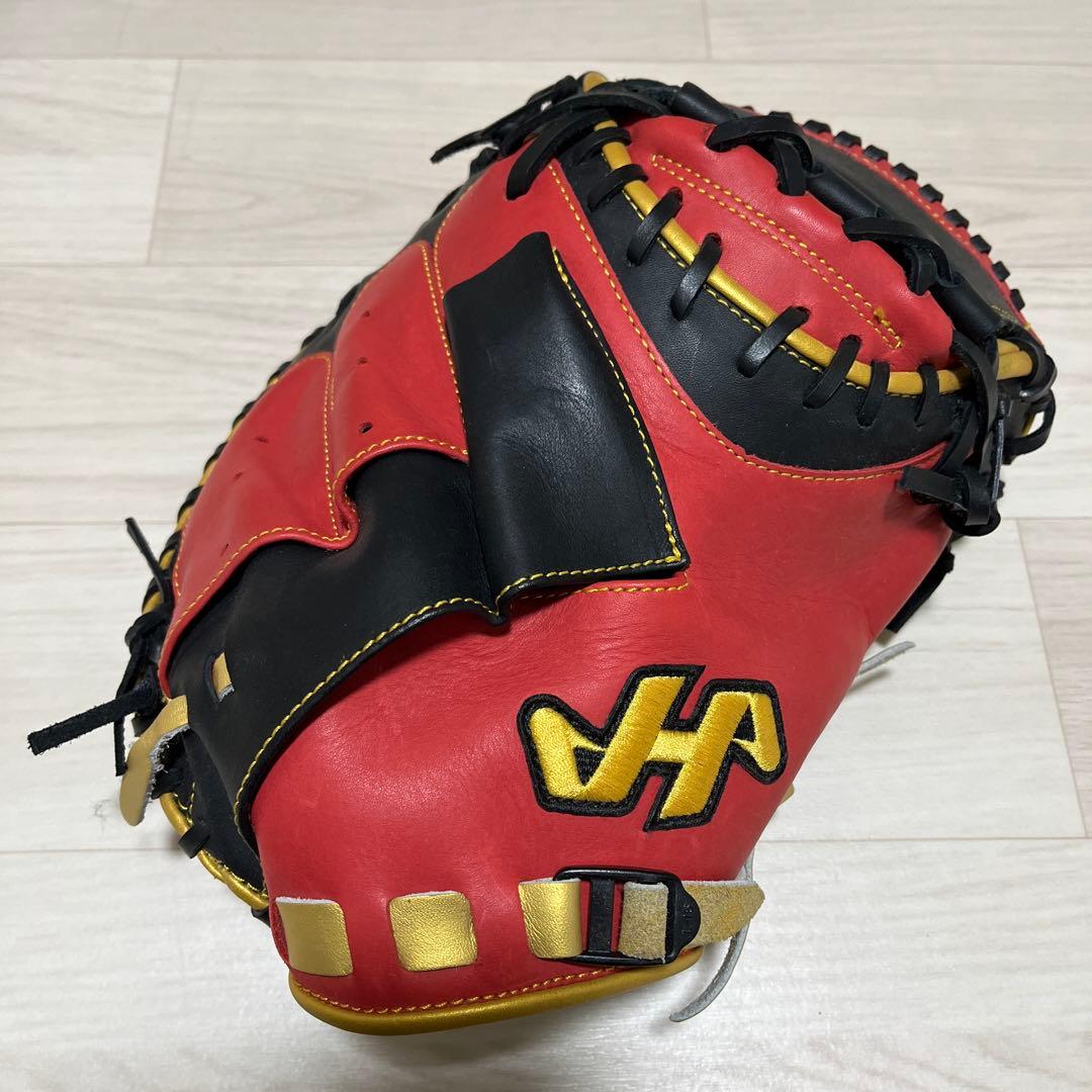 ハタケヤマ 軟式 キャッチャーミット シェラームーブ PRO-M2 赤×黒×金