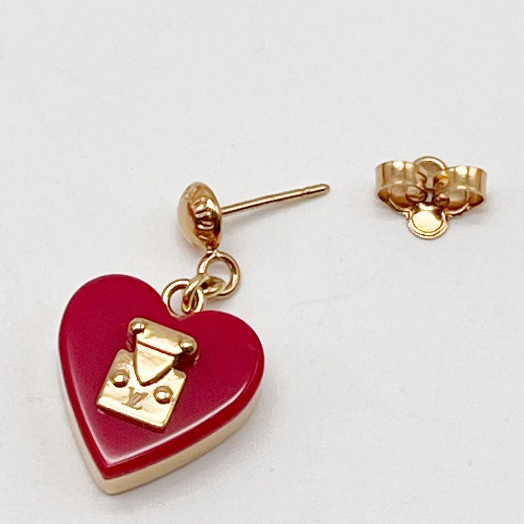 ルイヴィトン ブックルドレイユ ロックミー ハートピアス 赤　片方