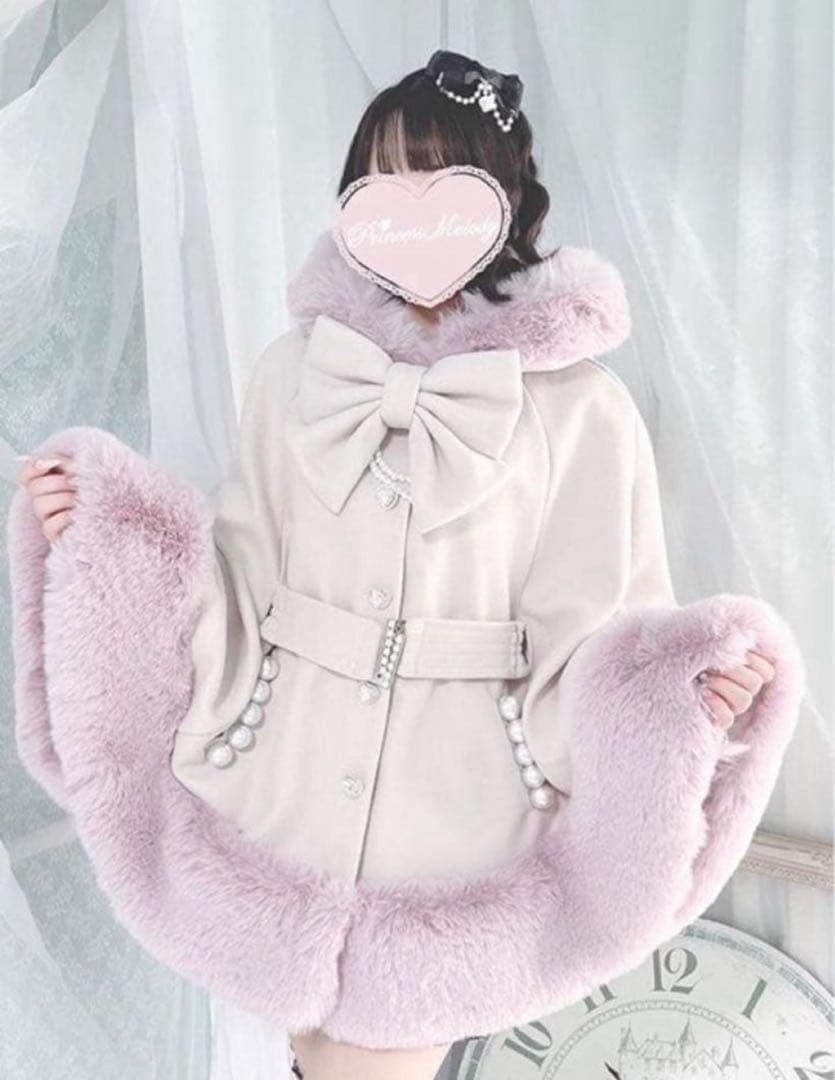 mars Princess melody ベルト付きケープコート ピンク