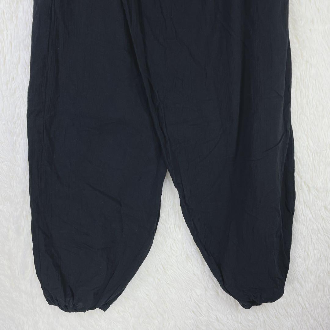 【ソウソウ】ブラック ウエストゴム クロスデザイン 板尾織物 コットン100％