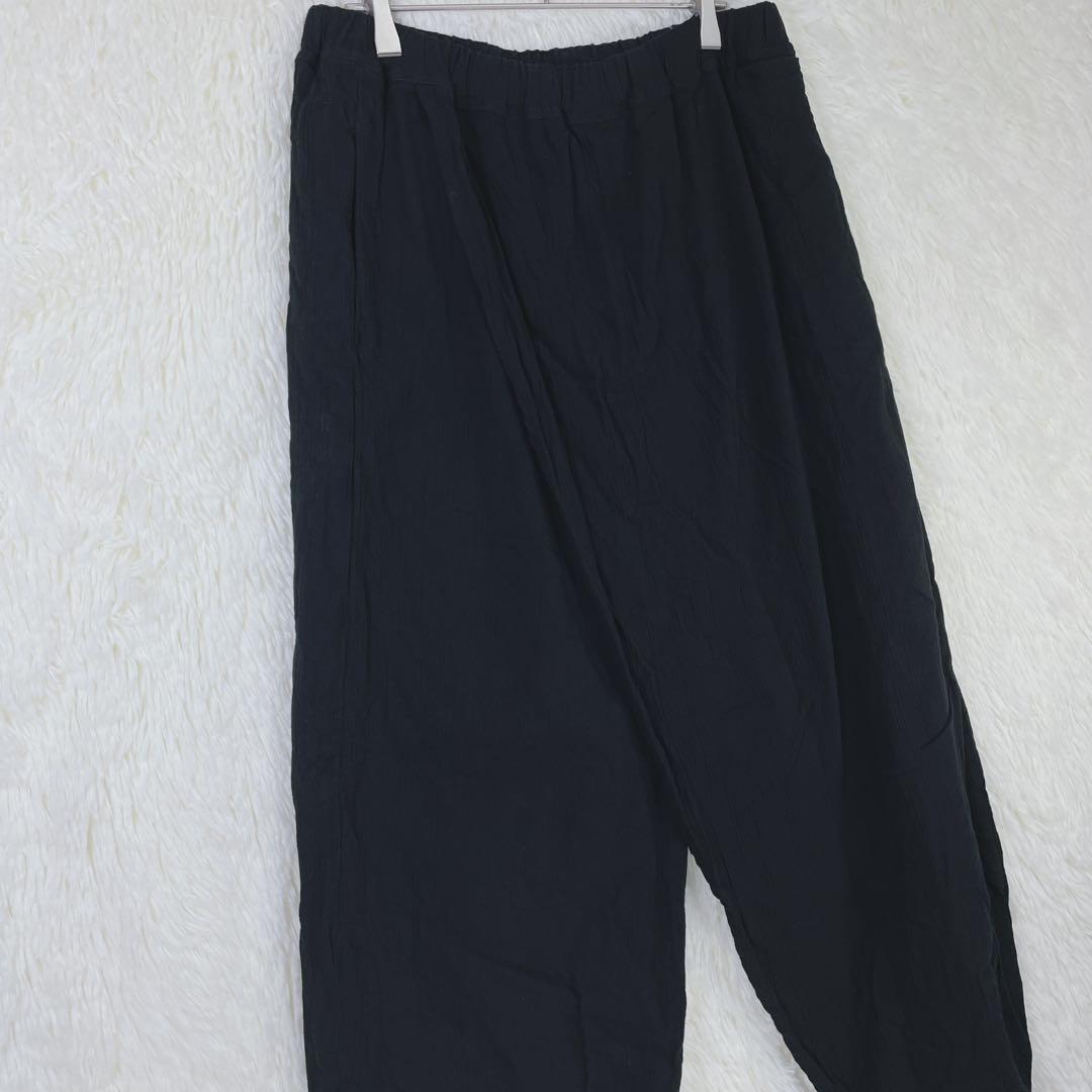 【ソウソウ】ブラック ウエストゴム クロスデザイン 板尾織物 コットン100％