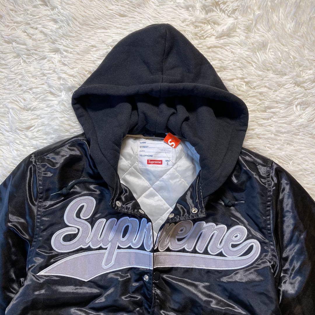 未使用 Supreme Hooded Satin Varsity Jacket