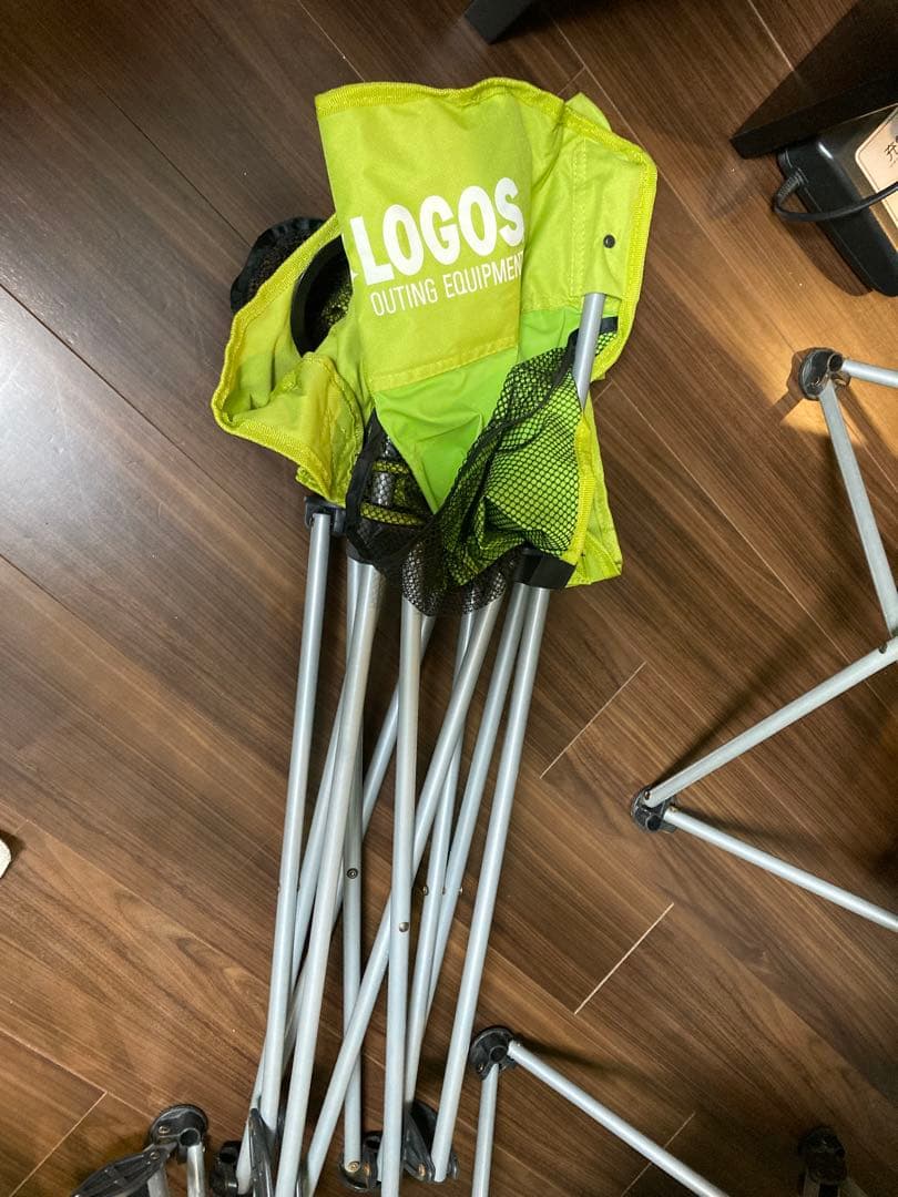 美品✨ロゴス　ライムグリーン 折りたたみチェア 肘掛け付き　4脚