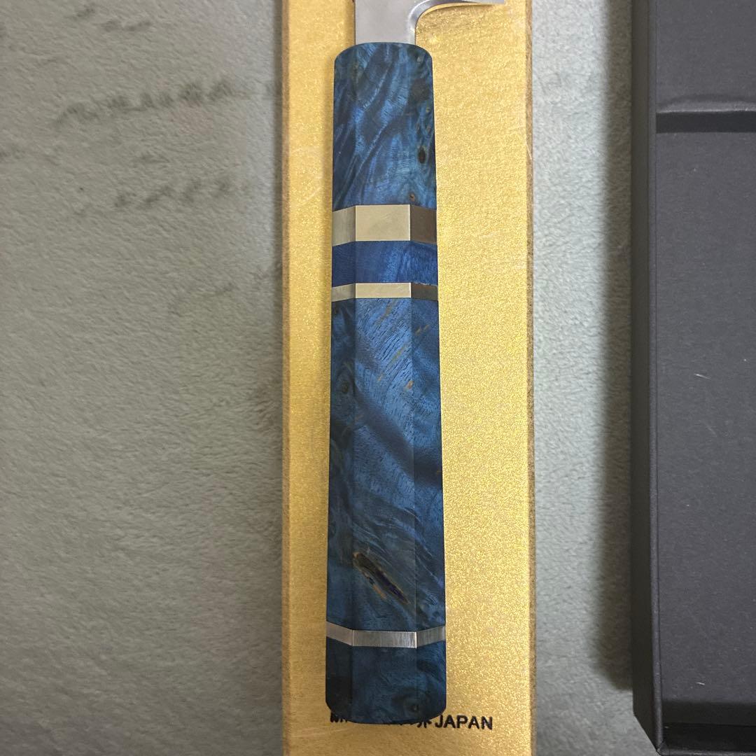 ヤ*マ様 刺身包丁 郷右馬允義弘造 柳刃8寸 青紙1号紋鍛錬 極霞仕上げ スタビ