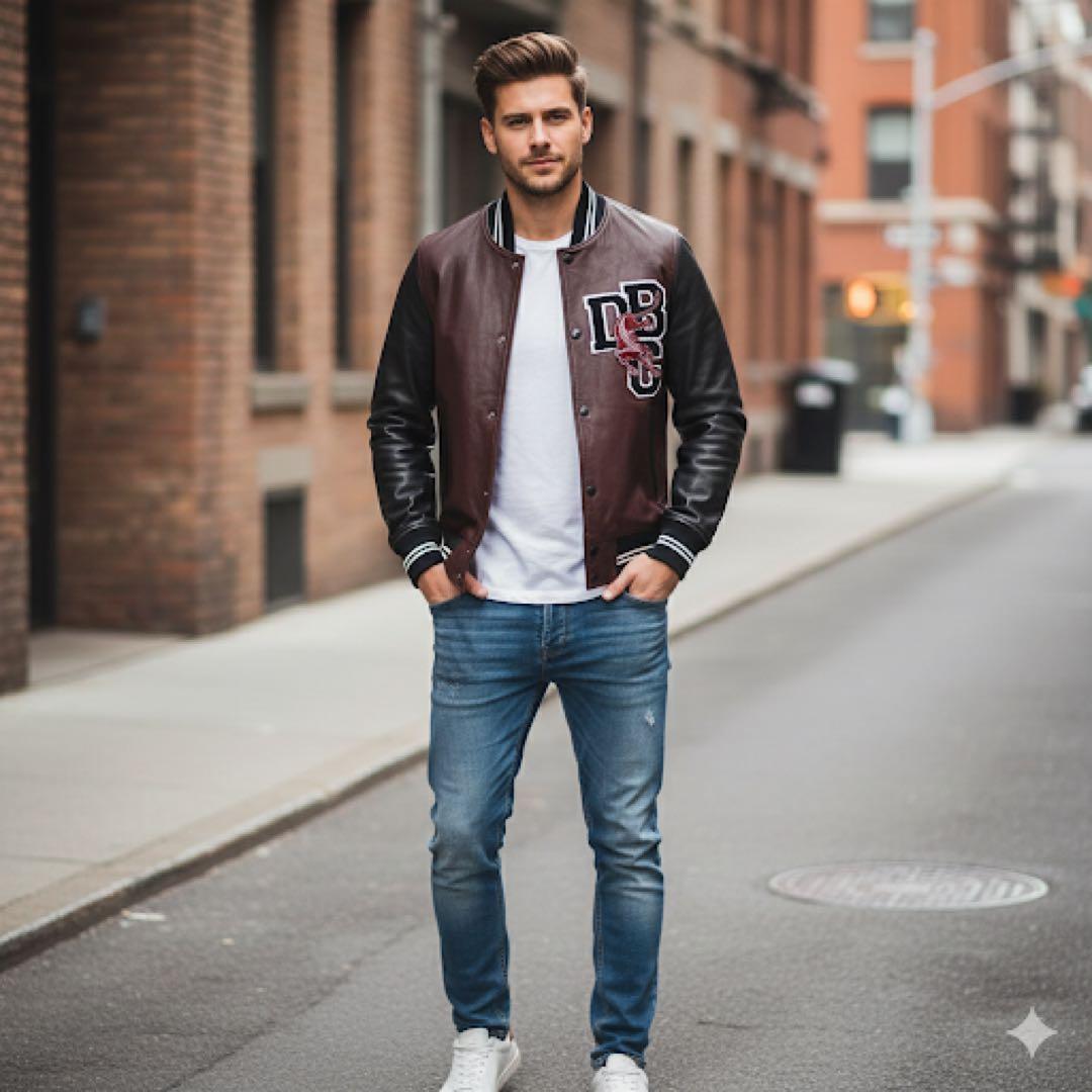 高級ライン&本革✨DIESEL BLACKGOLD スタジャン 44 パッチ付