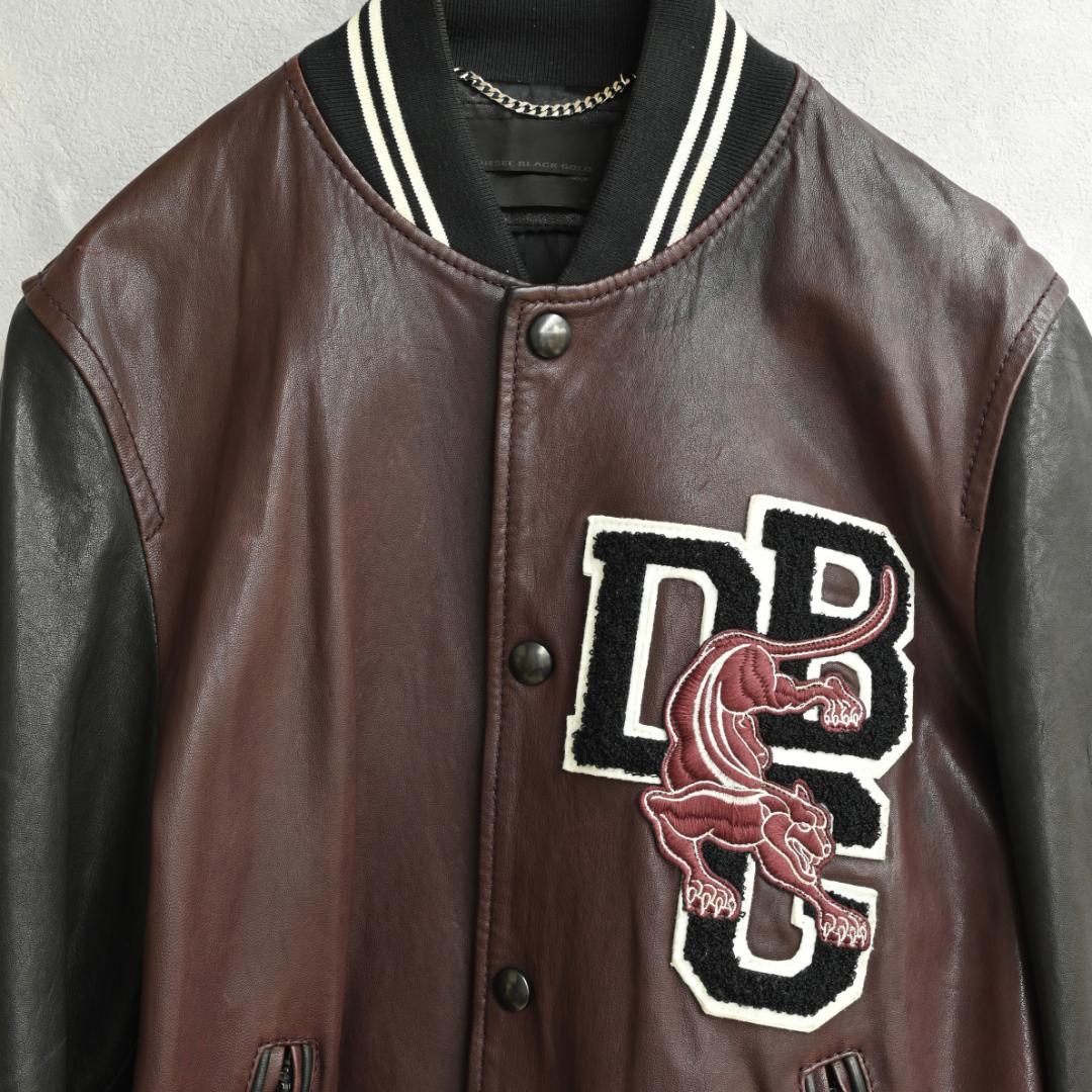 高級ライン&本革✨DIESEL BLACKGOLD スタジャン 44 パッチ付