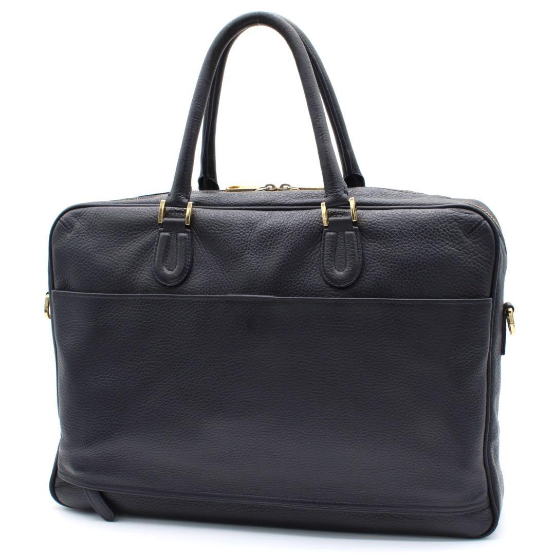 【美品】CIMABUE ビジネスバッグ ブリーフケース レザー 2WAY 紺色