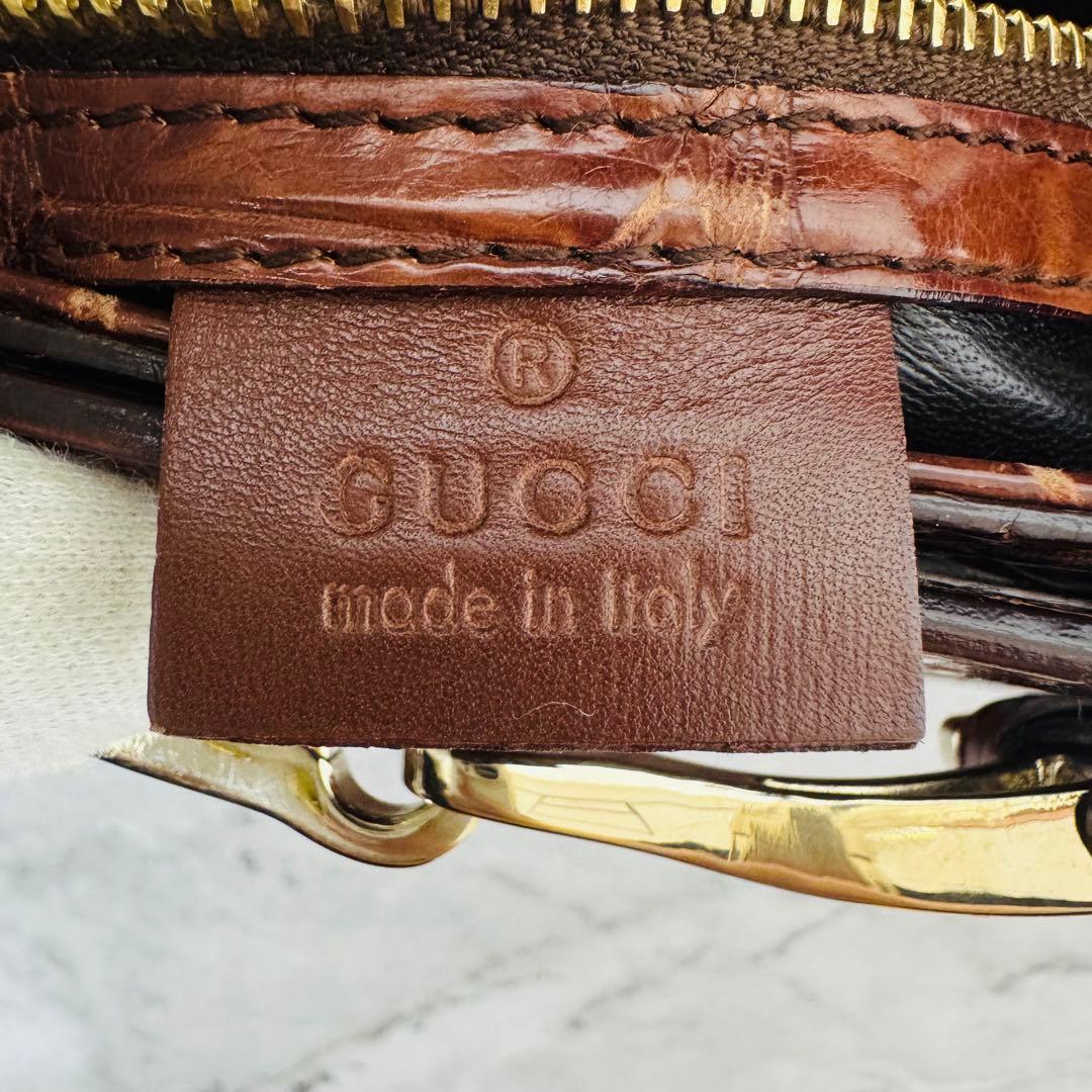 ✨GUCCI✨グッチ✨クロコダイル✨ブラウン✨ヴィンテージ✨ハンドバッグ✨