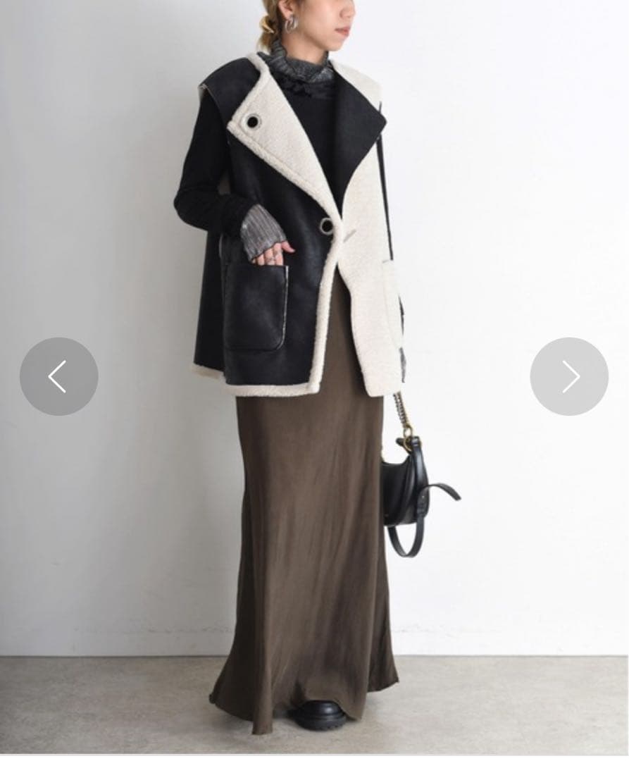 フェイクファー・スエードロングベスト　RADIATE