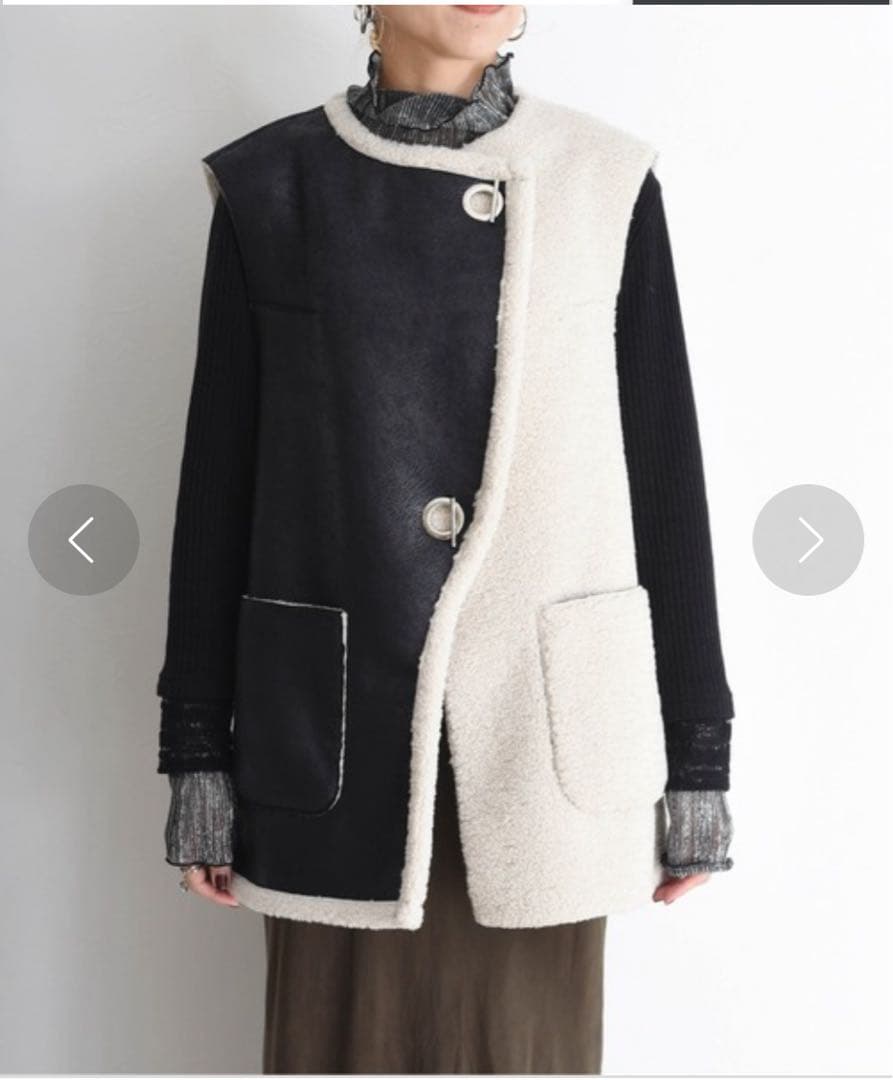 フェイクファー・スエードロングベスト　RADIATE