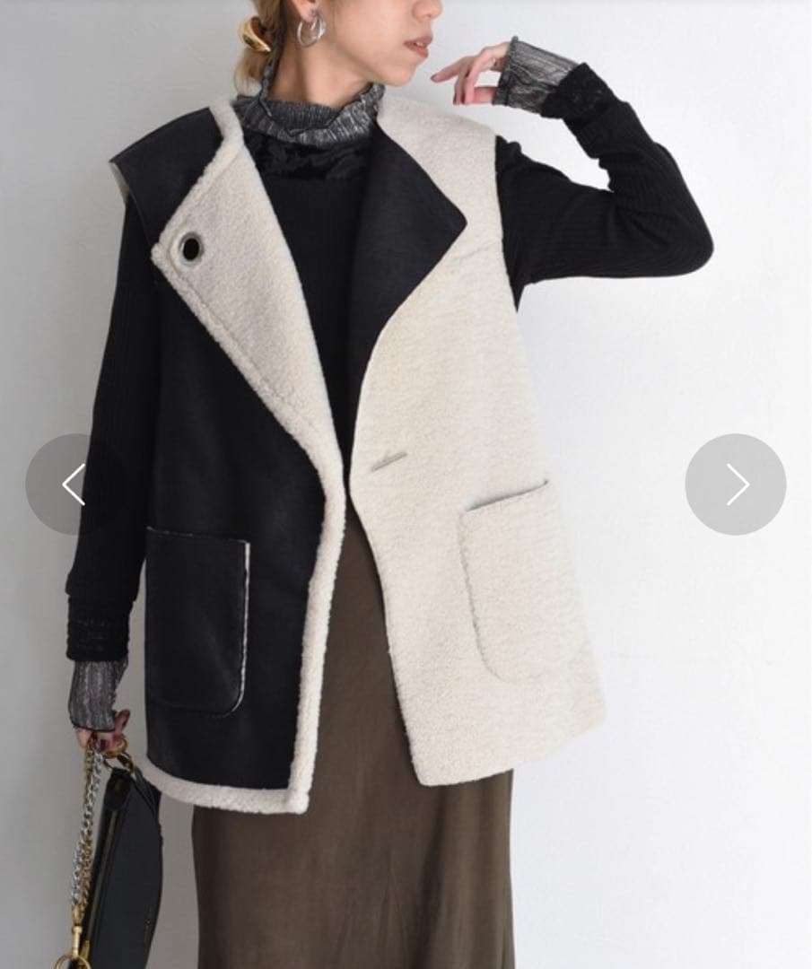 フェイクファー・スエードロングベスト　RADIATE