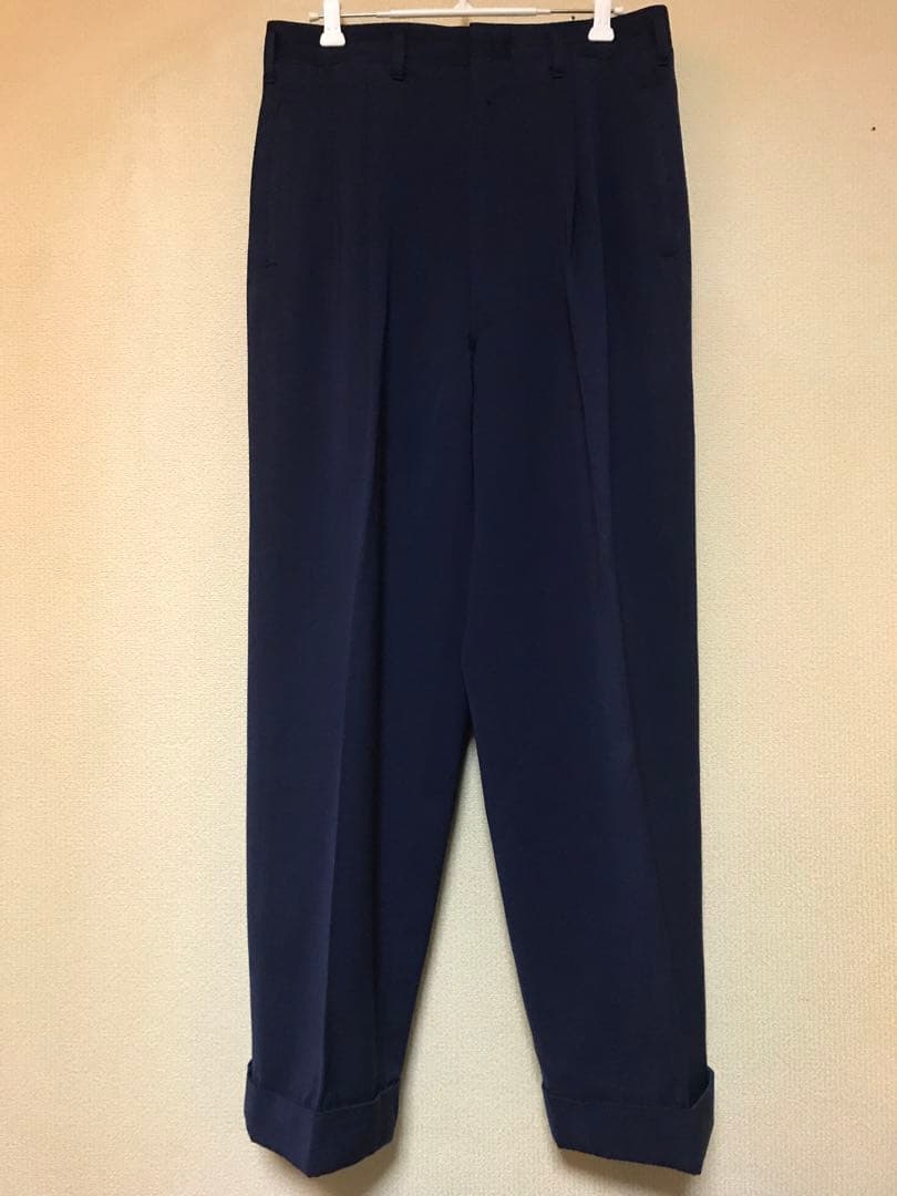 50s レーヨン ウール ギャバジン スラックス ナス紺 ネイビー 2タック