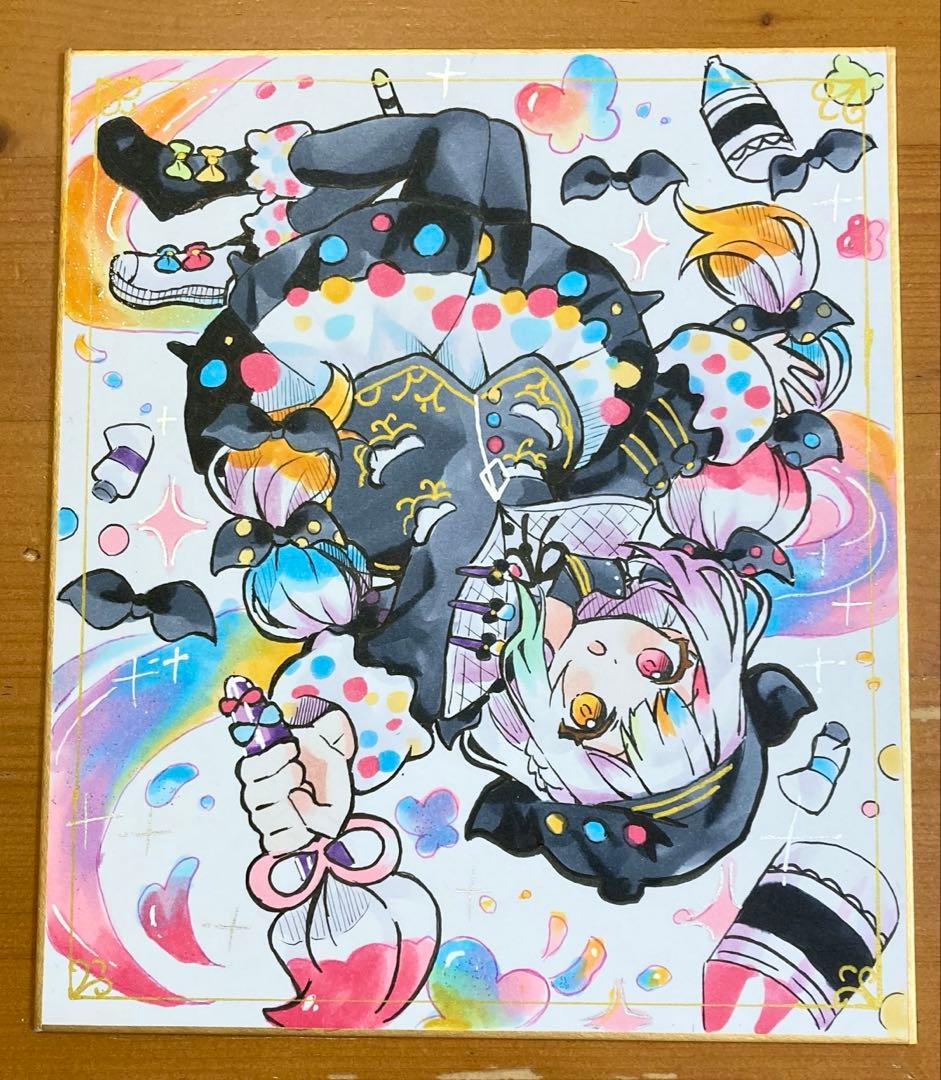 r*k様 魔法少女ノ魔女裁判　城ヶ崎ノア　手描きイラスト　まのさば　中色紙