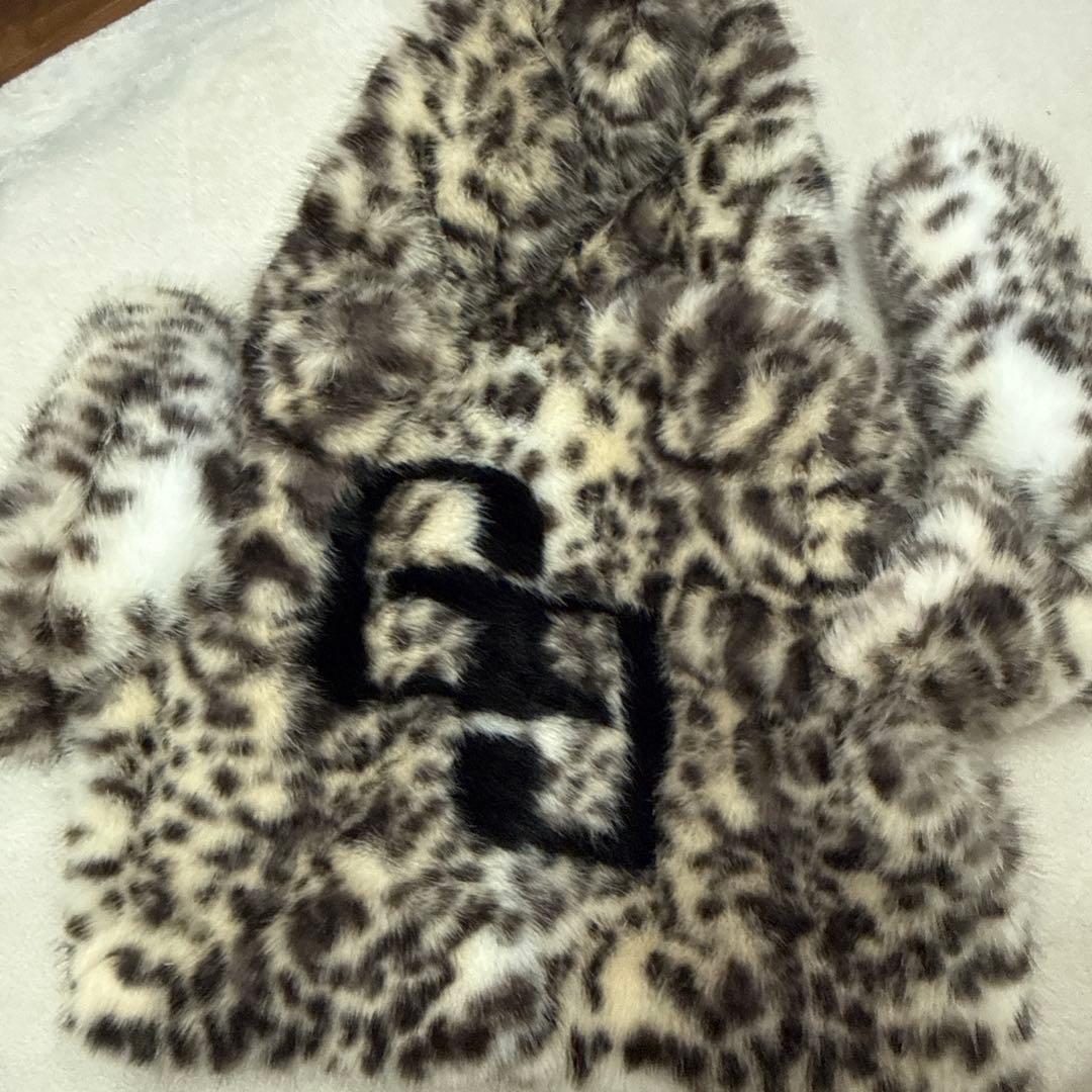 GYDA ヒョウ柄 フード付きファーコート