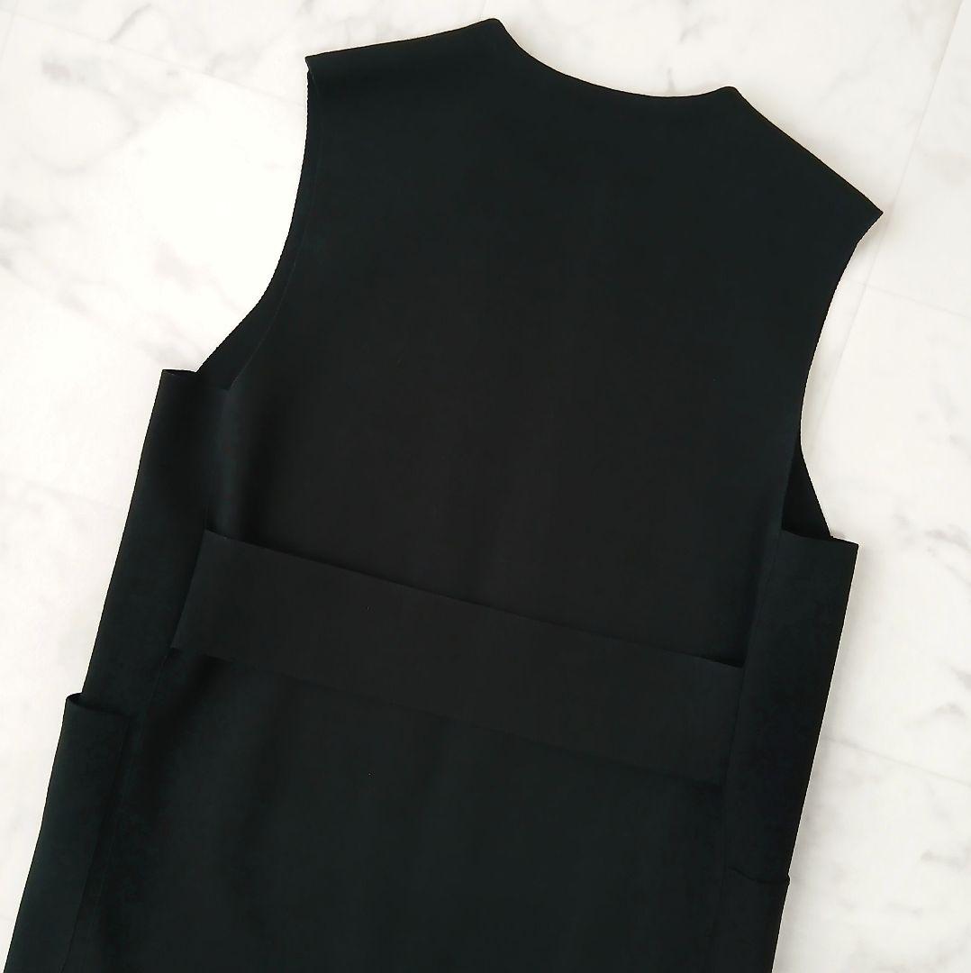 美品 シクラス 上質 シルクコットン ミラノリブ ニットジレ S ロング 黒