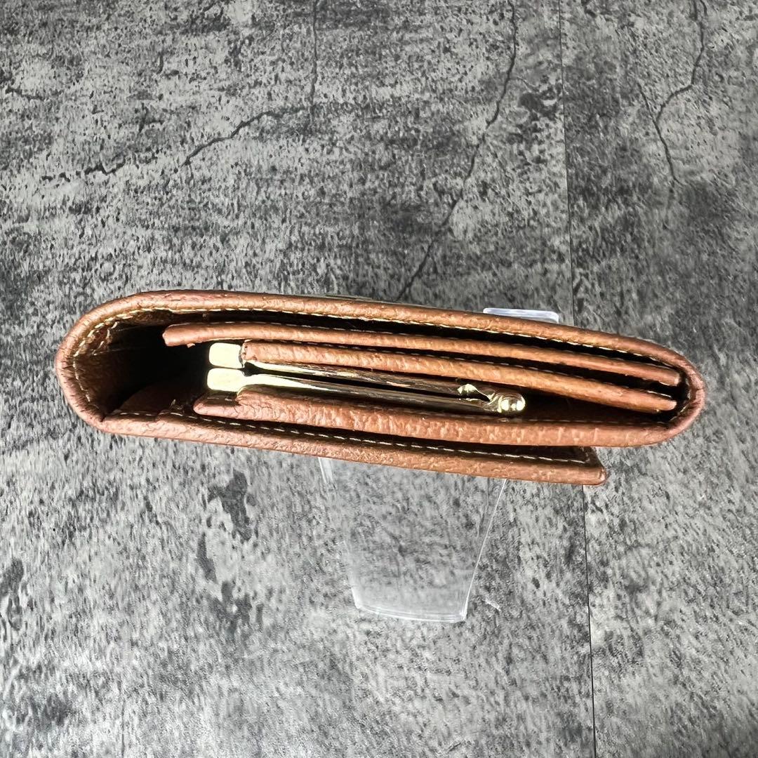 GUCCI GGキャンバス がま口 レザー 長財布 ブラウン