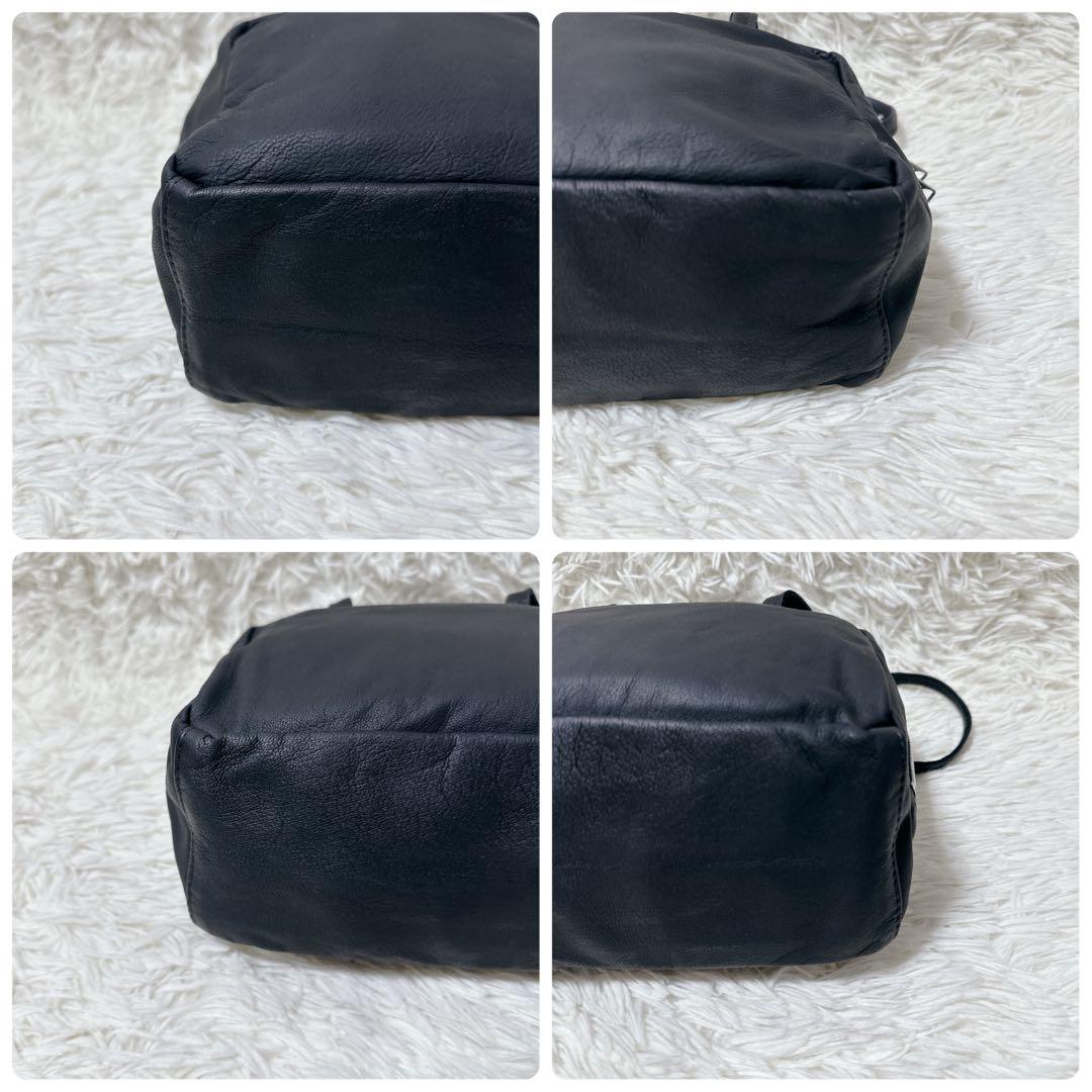 【極美品】REN 黒 レザー ハンドバッグ チャーム トート