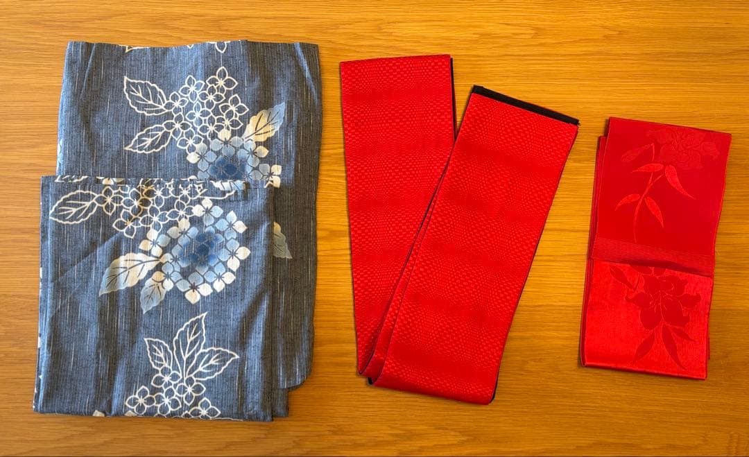 竺仙　浴衣　あじさい　帯付き　Lサイズ